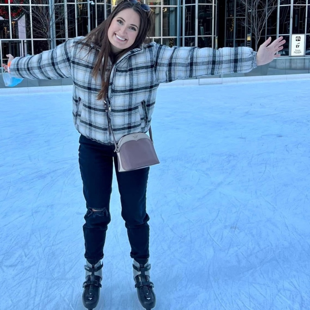 American Eagle Outfitters Plaid Puffer Jacket - Black and Cream
